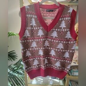 🎄 NWOT Ugly Christmas V-Neck Knit Sweater Vest - Women's Size Large 🎄
